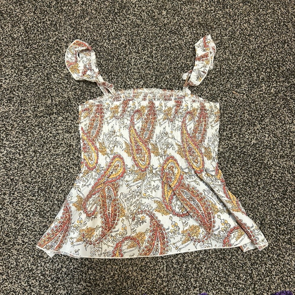 Bohme Cream Smocked Tie Front Camisole